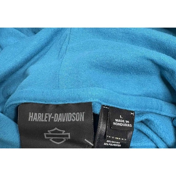 Harley-Davidson Mens Explore Fleece Pullover Hoodie Blue Turquoise size large - Picture 3 of 5